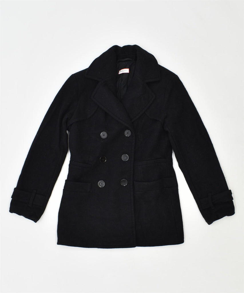 MAX & CO. Womens Double Breasted Jacket UK 8 Small Black Wool | Vintage | Thrift | Second-Hand | Used Clothing | Messina Hembry 