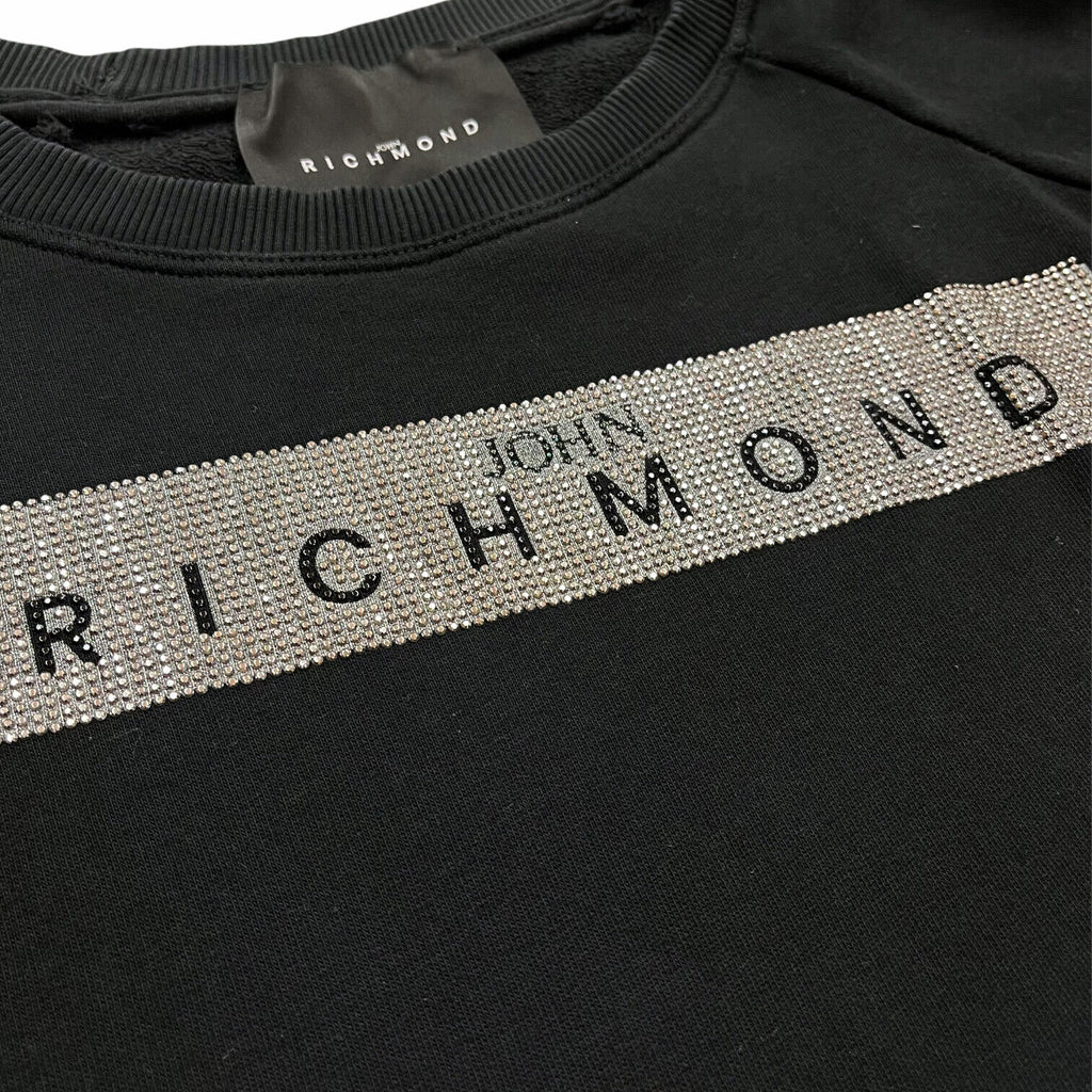 John Richmond Diamante Print Women's Sweatshirt | Vintage Designer Black VTG | Vintage Messina Hembry | Thrift | Second-Hand Messina Hembry | Used Clothing | Messina Hembry 