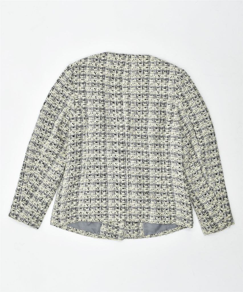VINTAGE Womens 4 Button Blazer Jacket UK 12 Medium Grey Polyester | Vintage | Thrift | Second-Hand | Used Clothing | Messina Hembry 