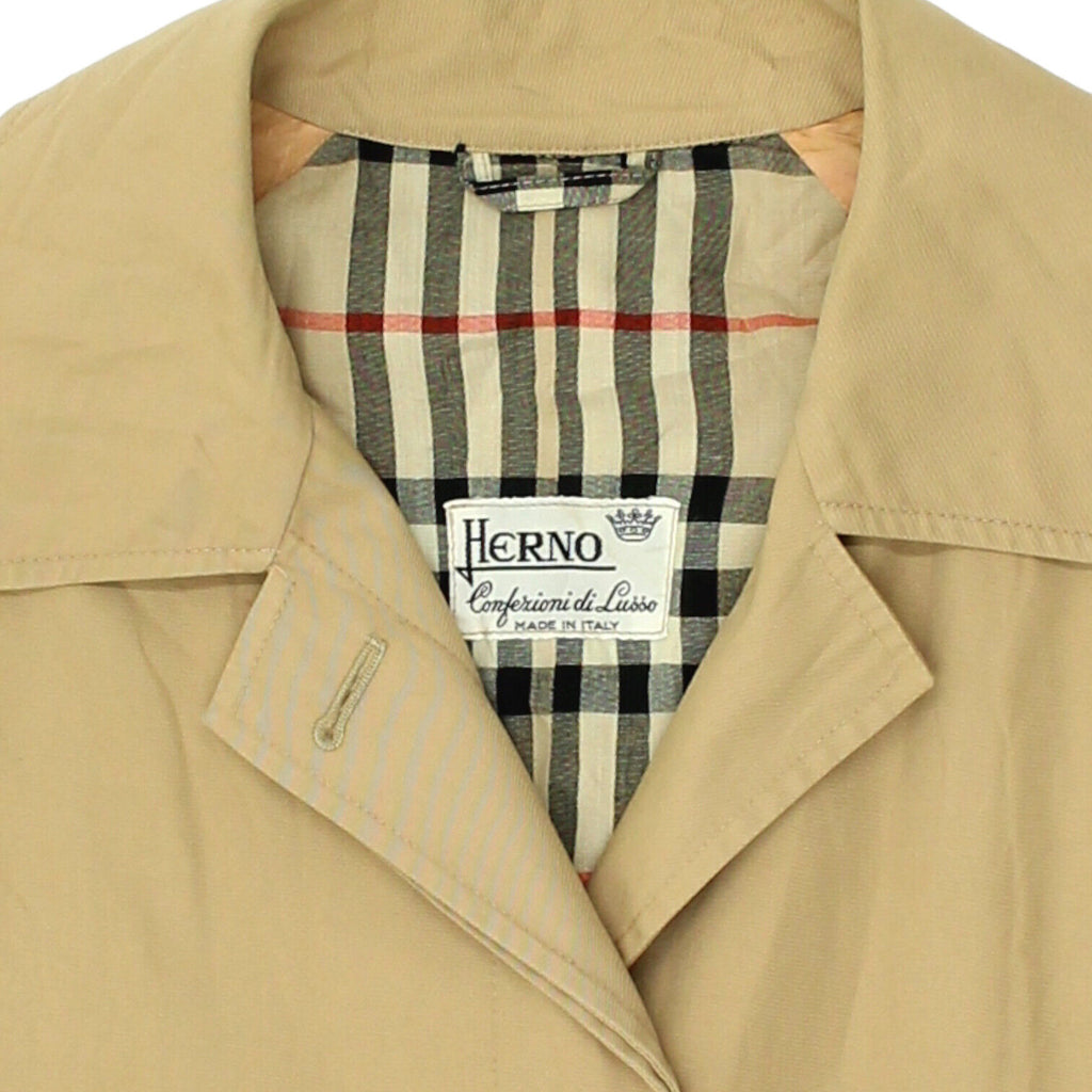 Herno Womens Long Beige Overcoat | Vintage High End Designer Polyester Cotton | Vintage Messina Hembry | Thrift | Second-Hand Messina Hembry | Used Clothing | Messina Hembry 