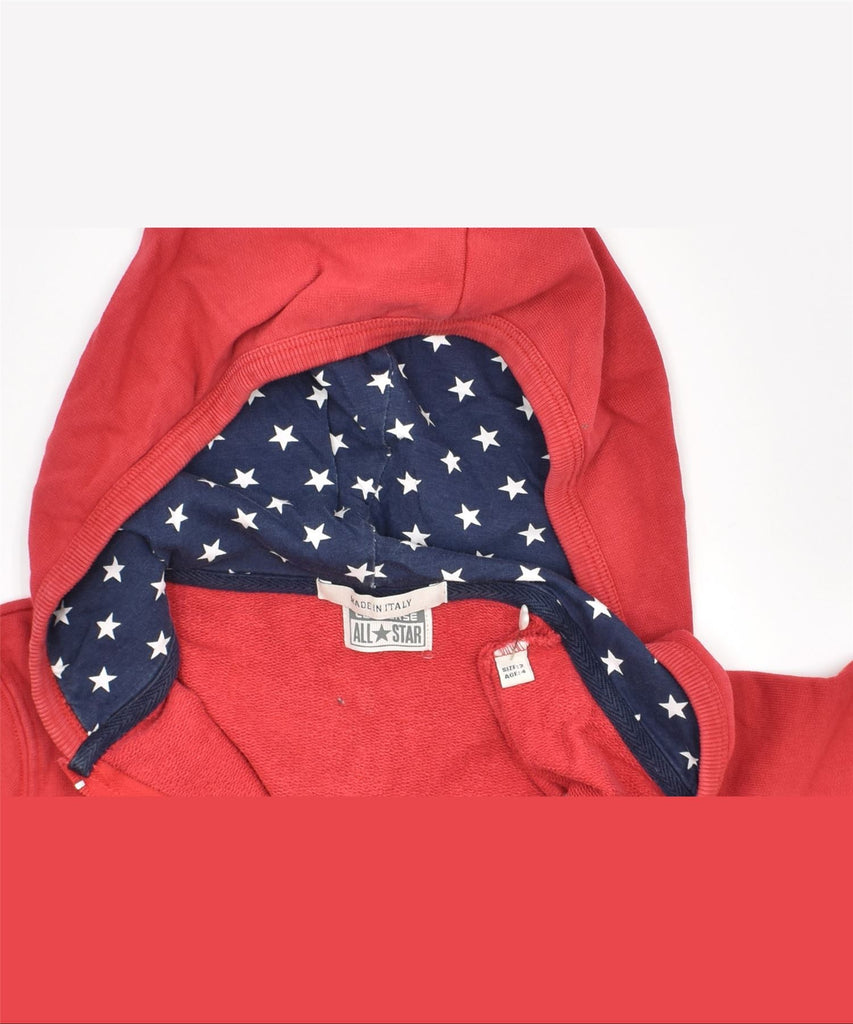 CONVERSE Boys Zip Hoodie Sweater 3-4 Years Red Cotton | Vintage | Thrift | Second-Hand | Used Clothing | Messina Hembry 