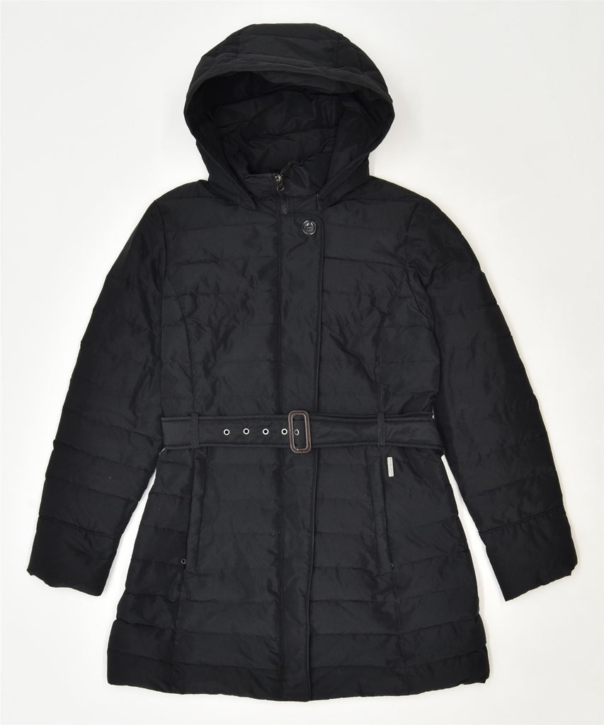 WOOLRICH Womens Hooded Padded Coat UK 14 Medium Black Polyester | Vintage | Thrift | Second-Hand | Used Clothing | Messina Hembry 