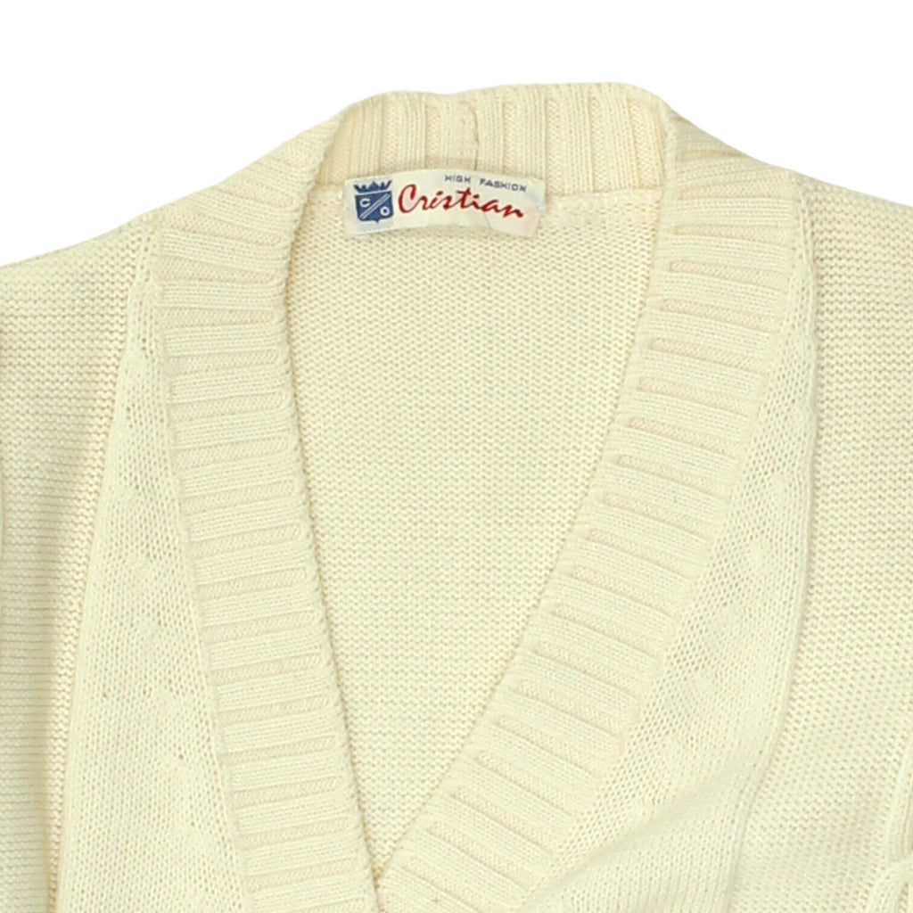 Cristian Womens Off White Wool Knit Cardigan | Vintage Designer Sweater VTG | Vintage Messina Hembry | Thrift | Second-Hand Messina Hembry | Used Clothing | Messina Hembry 