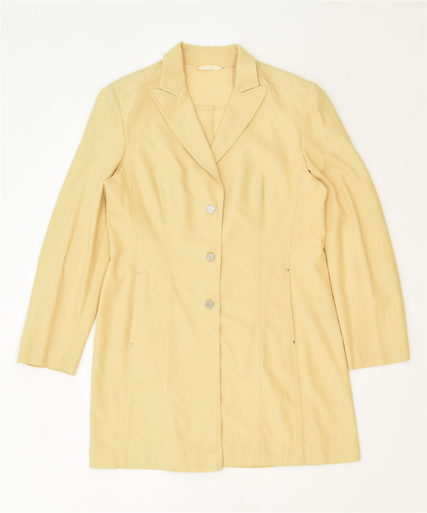 BETTY BARCLAY Womens Overcoat UK 14 Medium Beige Cotton Designer Vintage | Vintage | Thrift | Second-Hand | Used Clothing | Messina Hembry 