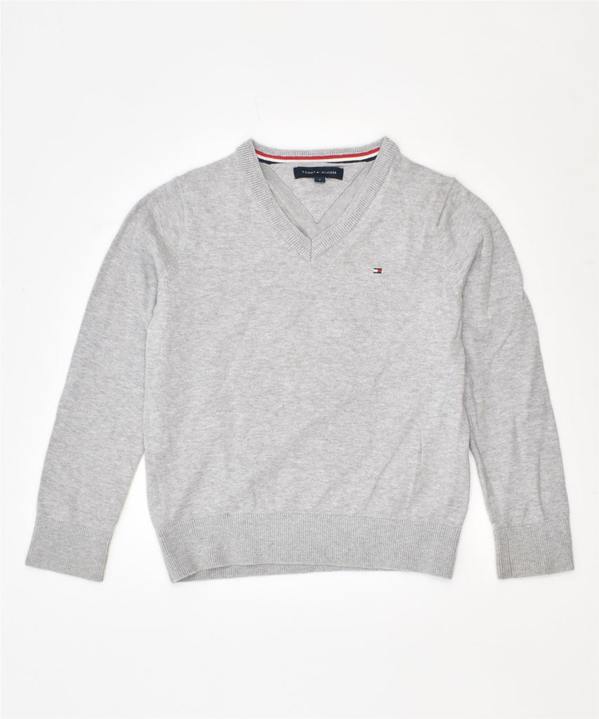 TOMMY HILFIGER Boys V-Neck Jumper Sweater 5-6 Years Grey Cotton | Vintage | Thrift | Second-Hand | Used Clothing | Messina Hembry 