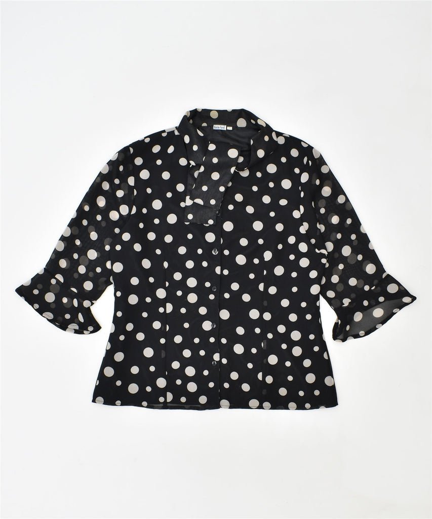 BLANCHE PORTE Womens Shirt Blouse IT 44 Medium Black Polka Dot Polyester | Vintage | Thrift | Second-Hand | Used Clothing | Messina Hembry 