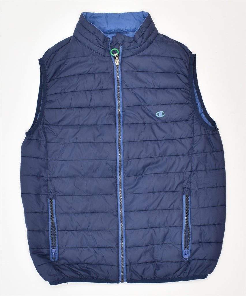 CHAMPION Boys Padded Gilet 11-12 Years Large Navy Blue Polyamide | Vintage | Thrift | Second-Hand | Used Clothing | Messina Hembry 