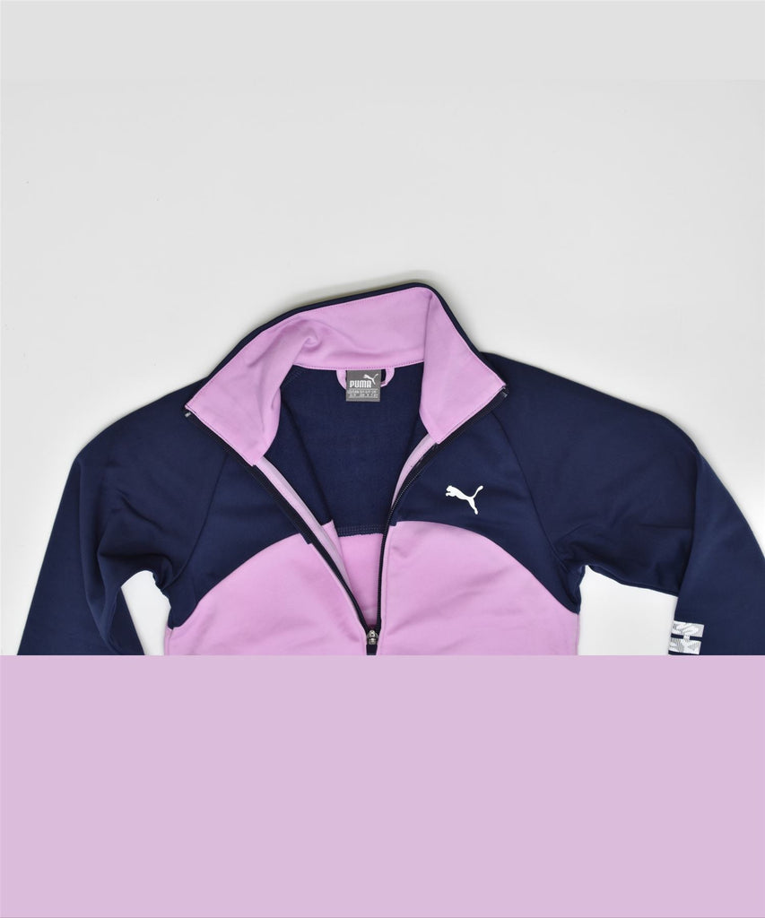 PUMA Girls Tracksuit Top Jacket 7-8 Years Purple Colourblock | Vintage | Thrift | Second-Hand | Used Clothing | Messina Hembry 