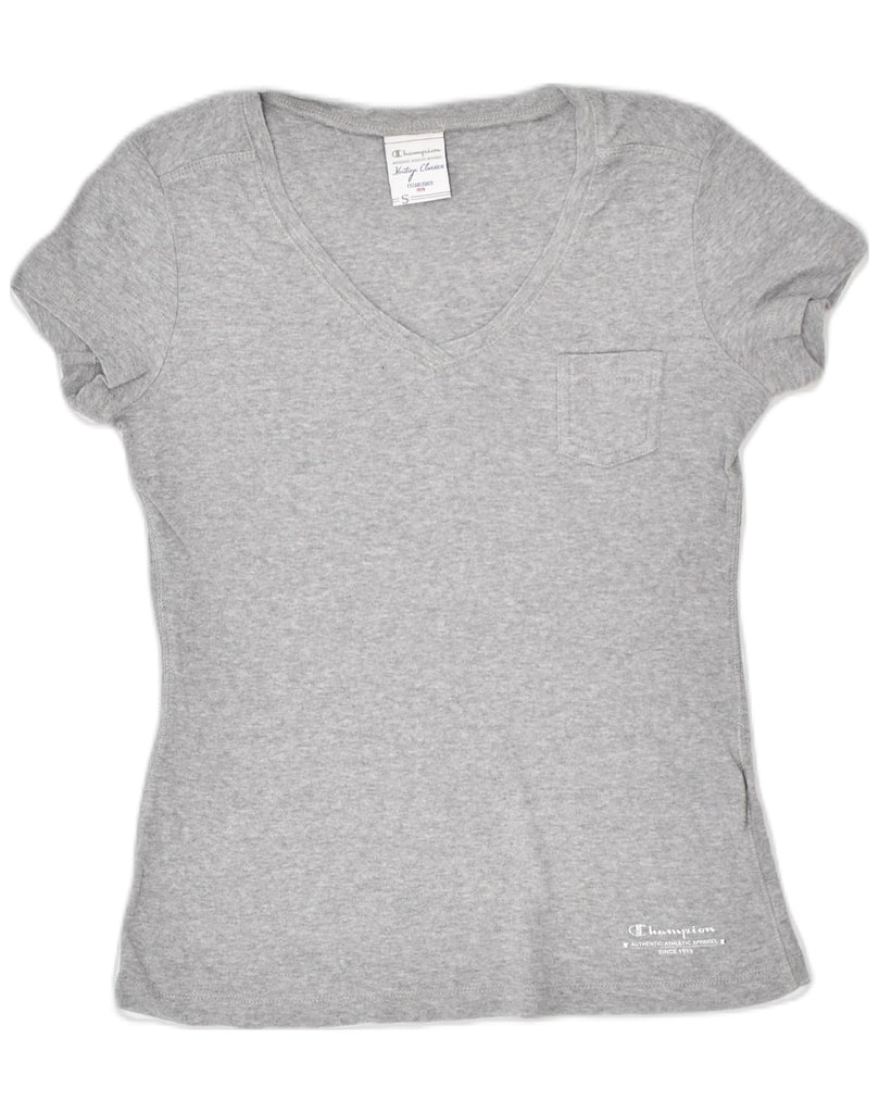 CHAMPION Womens T-Shirt Top UK 10 Small Grey Cotton | Vintage | Thrift | Second-Hand | Used Clothing | Messina Hembry 