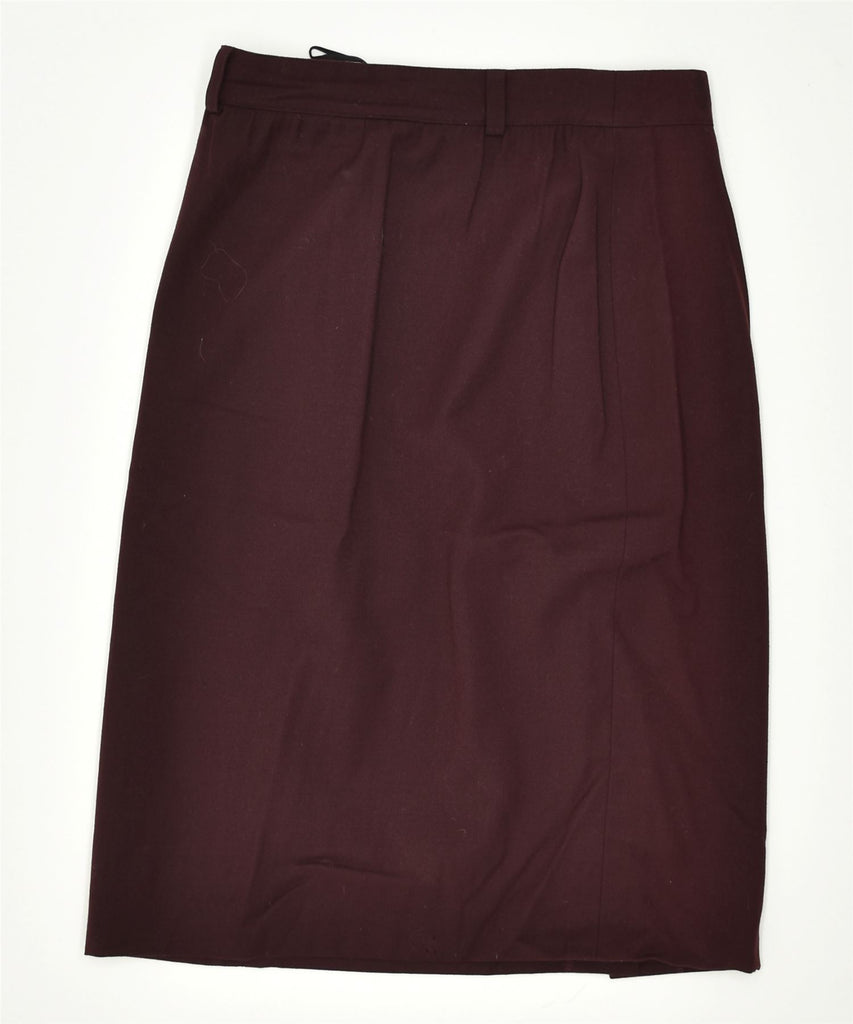ESCADA Womens Straight Skirt EU 38 Small W26 Burgundy New Wool | Vintage | Thrift | Second-Hand | Used Clothing | Messina Hembry 