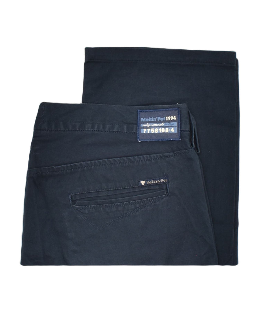 MELTIN' POT Mens Straight Chino Trousers W39 L31 Navy Blue | Vintage | Thrift | Second-Hand | Used Clothing | Messina Hembry 