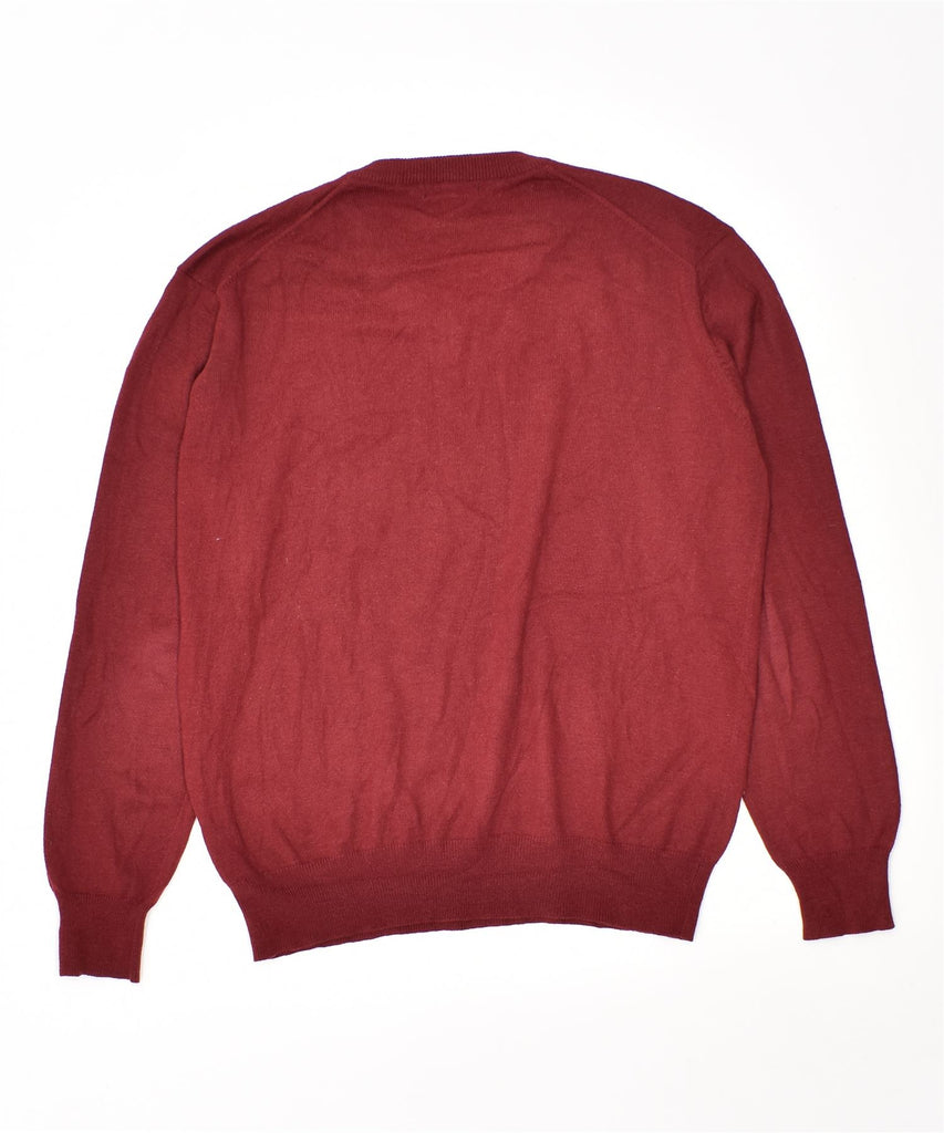 DACK'S Mens V-Neck Jumper Sweater Medium Burgundy Wool Vintage | Vintage | Thrift | Second-Hand | Used Clothing | Messina Hembry 