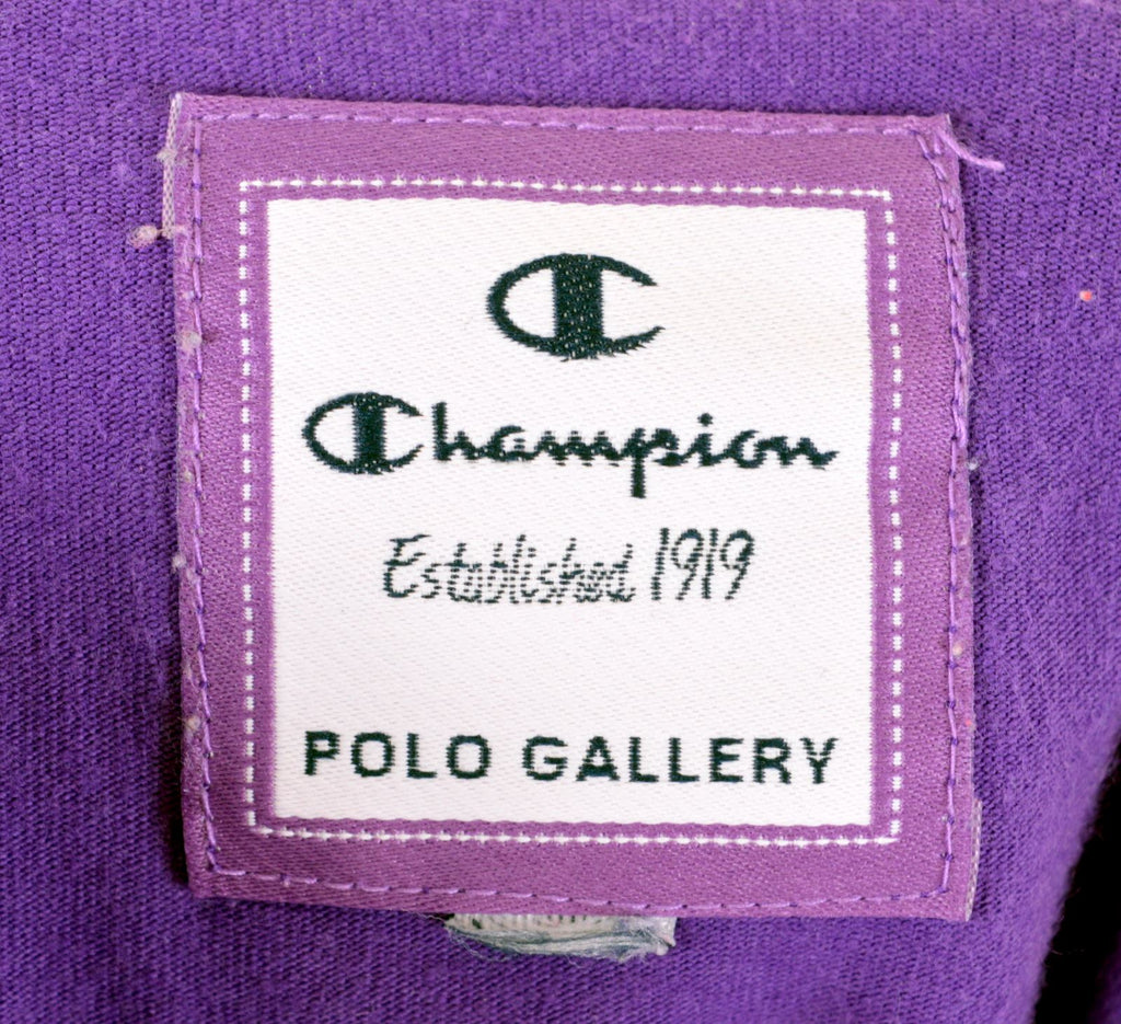 CHAMPION Girls Polo Shirt 4-5 Years Purple Striped Cotton - Second Hand & Vintage Designer Clothing - Messina Hembry