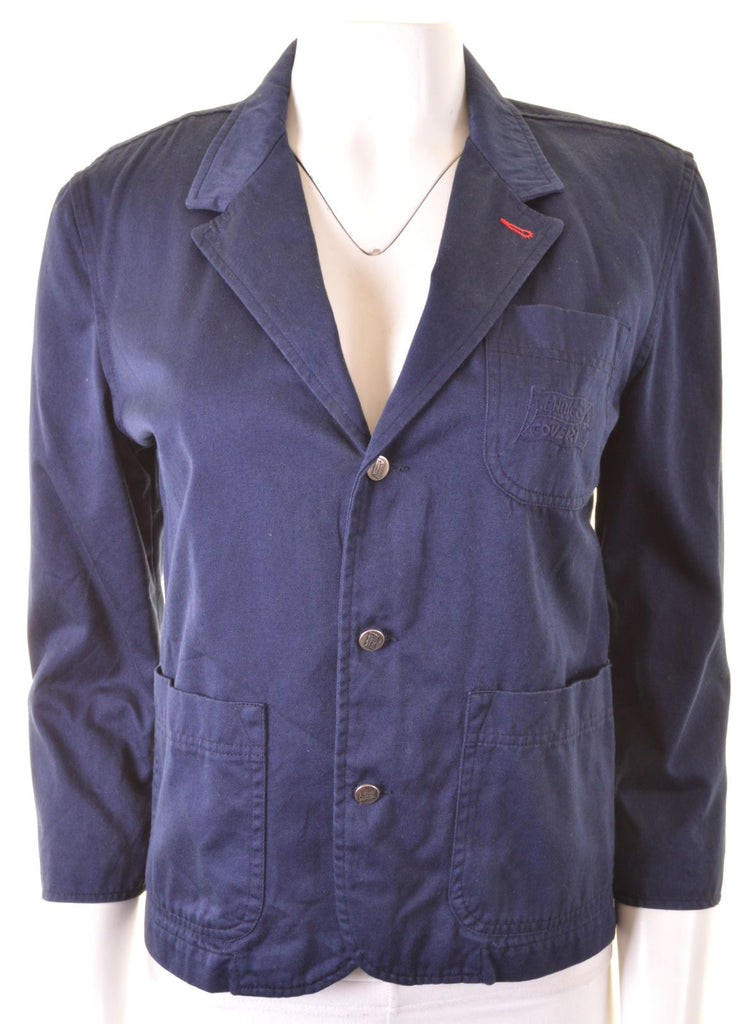 ENRICO COVERI Womens 3 Button Blazer Jacket 3/4 Sleeve EU 34 XS Navy Blue | Vintage | Thrift | Second-Hand | Used Clothing | Messina Hembry 