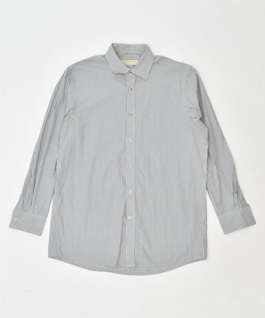 MICHAEL KORS Mens Regular Fit Shirt Size 15 1/2 Medium Grey Striped Cotton | Vintage | Thrift | Second-Hand | Used Clothing | Messina Hembry 