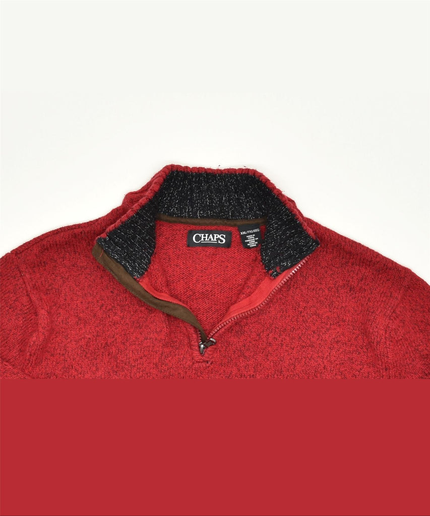 CHAPS Mens Zip Neck Jumper Sweater 2XL Red Cotton | Vintage | Thrift | Second-Hand | Used Clothing | Messina Hembry 