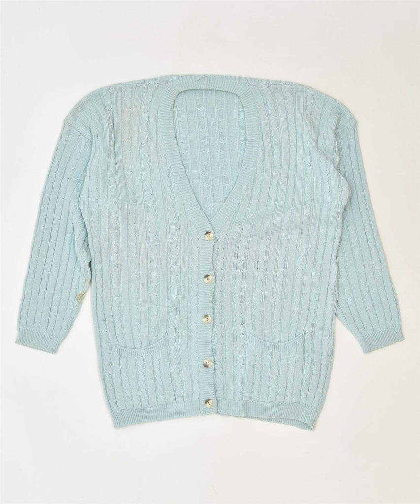 VINTAGE Womens Cardigan Sweater UK 16 Large Blue Cotton Classic | Vintage | Thrift | Second-Hand | Used Clothing | Messina Hembry 