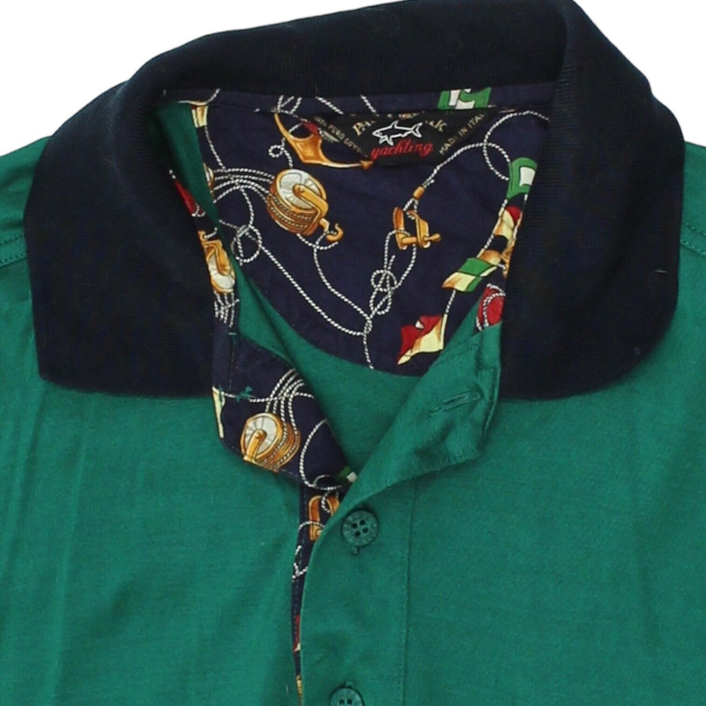 Paul & Shark Men Green Polo Shirt | Vintage 90s High End Luxury Designer VTG | Vintage Messina Hembry | Thrift | Second-Hand Messina Hembry | Used Clothing | Messina Hembry 