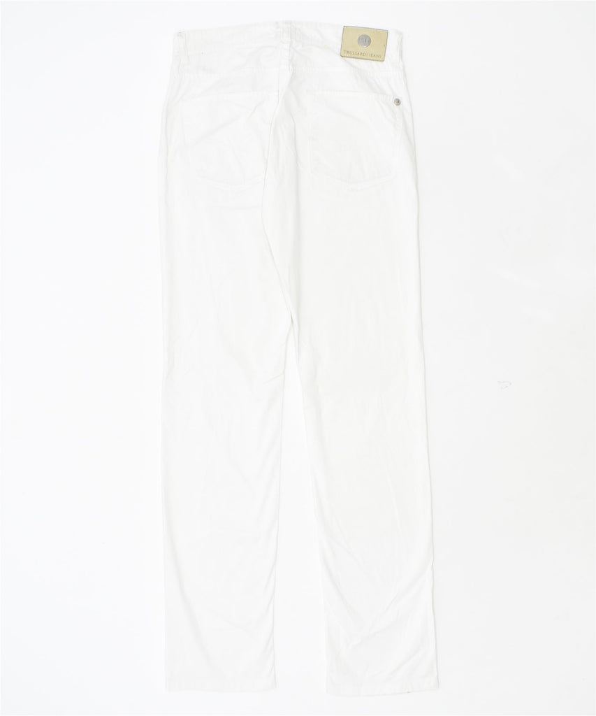 TRUSSARDI Womens Straight Casual Trousers W29 L32 White Cotton | Vintage | Thrift | Second-Hand | Used Clothing | Messina Hembry 