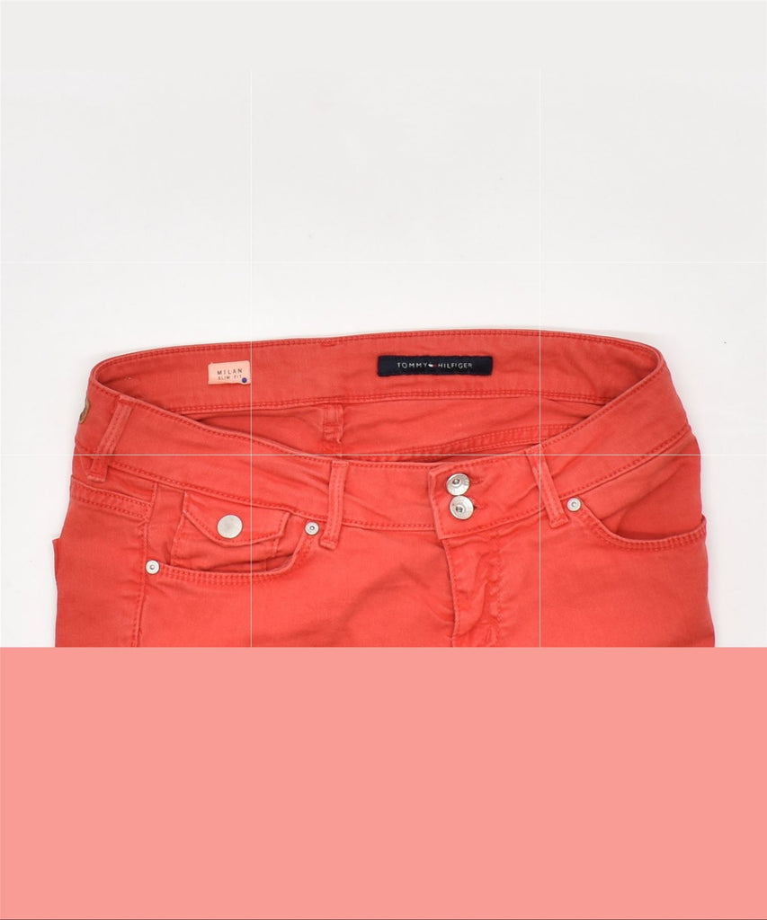 TOMMY HILFIGER Womens Milan Slim Fit Capri Jeans UK 10 Medium W27 Red | Vintage | Thrift | Second-Hand | Used Clothing | Messina Hembry 