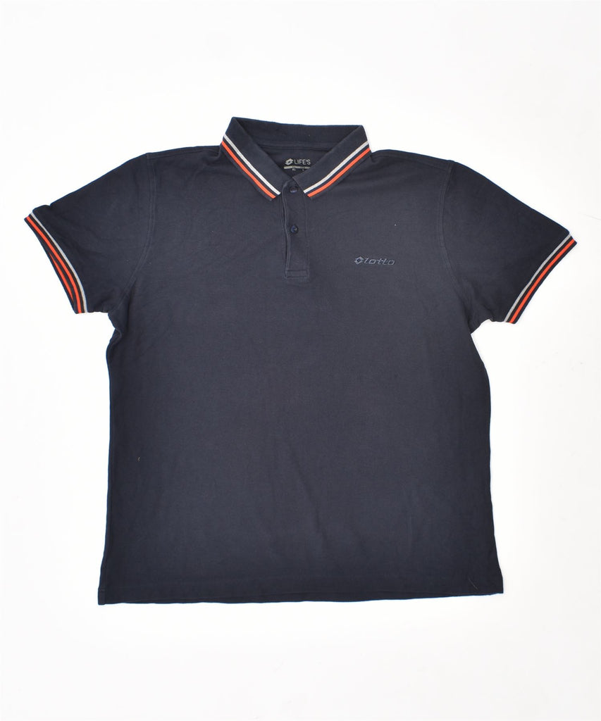 LOTTO Mens Polo Shirt XL Navy Blue Cotton | Vintage | Thrift | Second-Hand | Used Clothing | Messina Hembry 