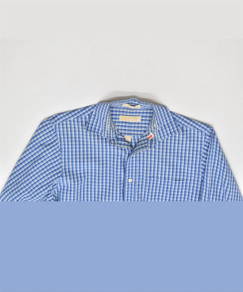 MICHAEL KORS Mens Shirt Size 15 1/2 Medium Blue Check | Vintage | Thrift | Second-Hand | Used Clothing | Messina Hembry 