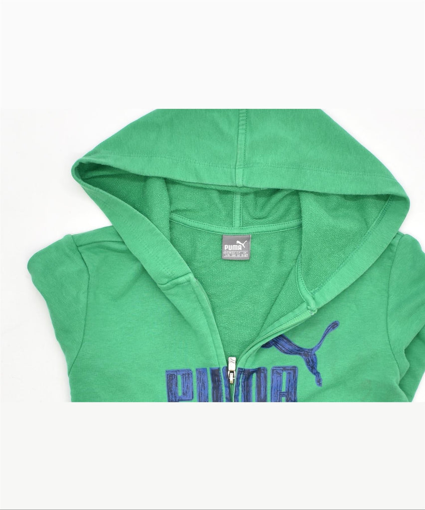 PUMA Boys Graphic Zip Hoodie Sweater 11-12 Years Green Cotton | Vintage | Thrift | Second-Hand | Used Clothing | Messina Hembry 