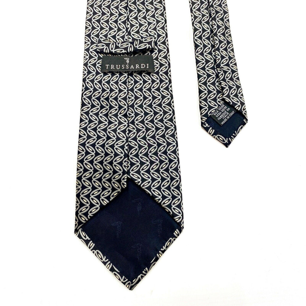 Trussardi All Over Pattern Silk Tie | Vintage Luxury High End Designer Black VTG | Vintage Messina Hembry | Thrift | Second-Hand Messina Hembry | Used Clothing | Messina Hembry 