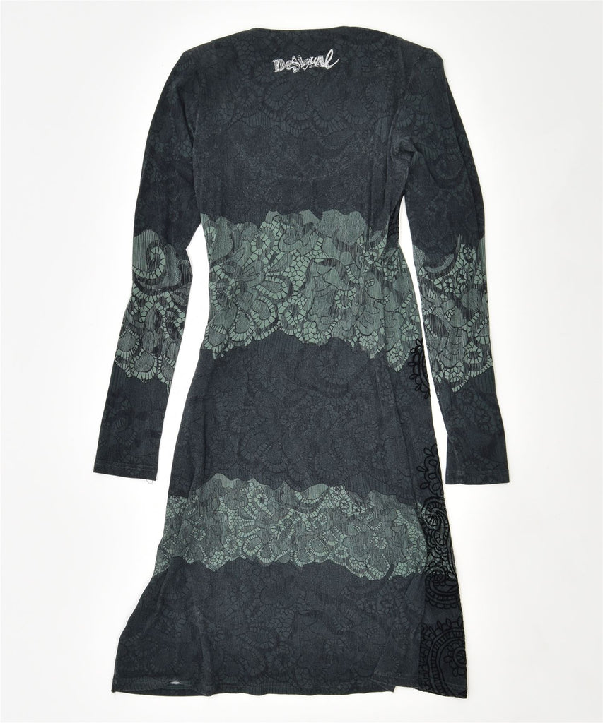 DESIGUAL Womens Basic Dress UK 4 XS Green Paisley Viscose | Vintage | Thrift | Second-Hand | Used Clothing | Messina Hembry 