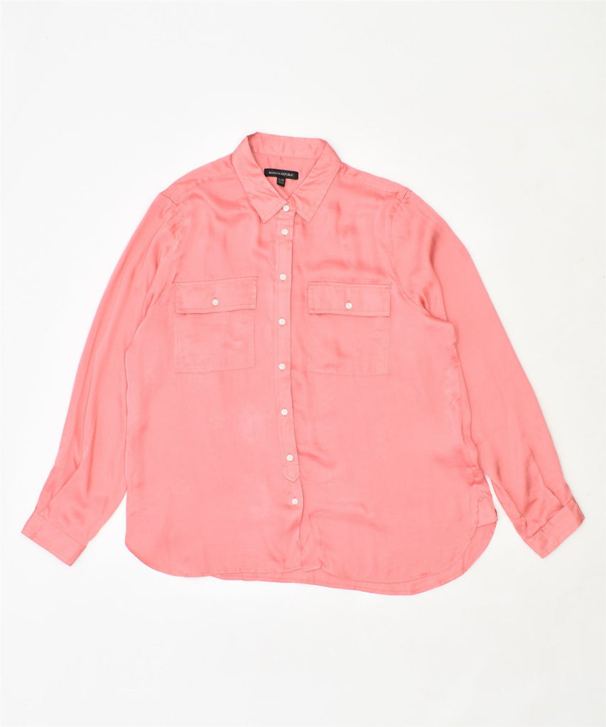 BANANA REPUBLIC Womens Shirt Blouse UK 16 Large Pink Polyester | Vintage | Thrift | Second-Hand | Used Clothing | Messina Hembry 
