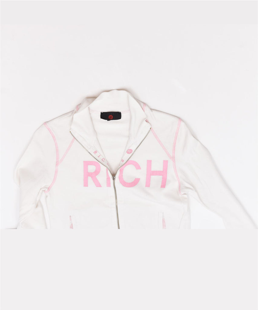 RICHMOND Girls Tracksuit Top Jacket 7-8 Years White Cotton Sports | Vintage | Thrift | Second-Hand | Used Clothing | Messina Hembry 
