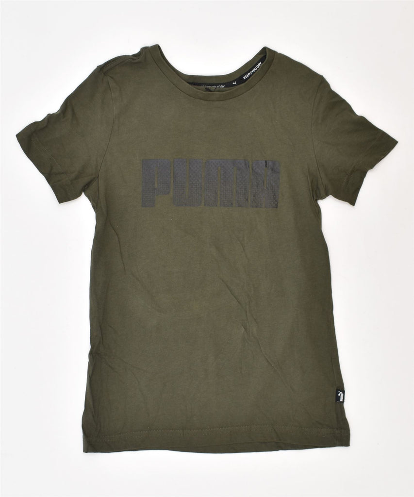 PUMA Boys Graphic T-Shirt Top 9-10 Years Khaki Cotton | Vintage | Thrift | Second-Hand | Used Clothing | Messina Hembry 