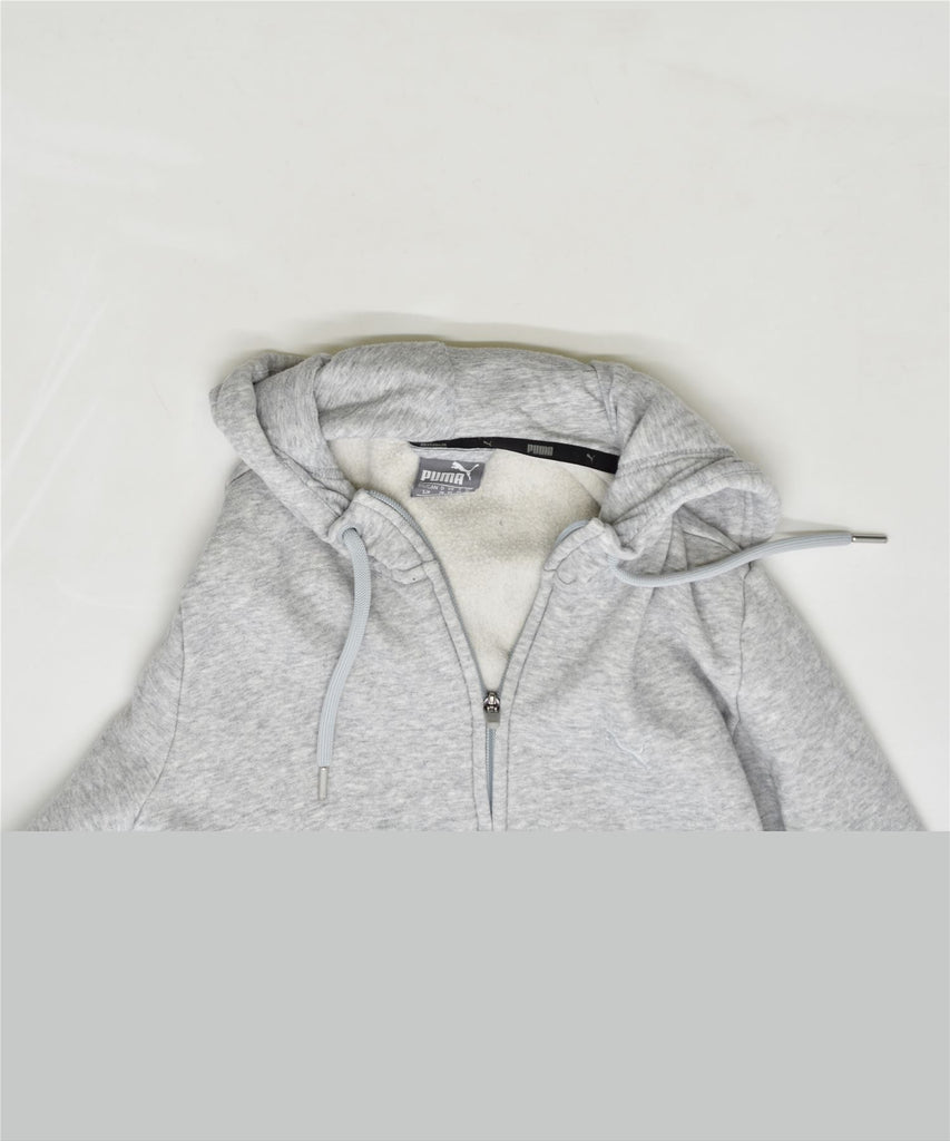 PUMA Womens Zip Hoodie Sweater UK 10 Small Grey Cotton | Vintage | Thrift | Second-Hand | Used Clothing | Messina Hembry 