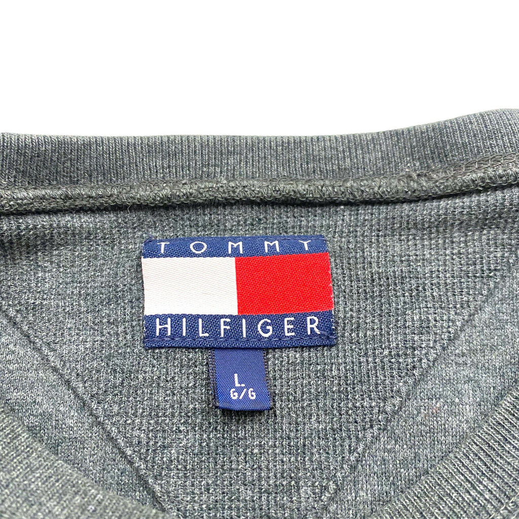 Tommy Hilfiger Lightweight Cotton Sweatshirt | Vintage Designer Grey Large VTG | Vintage Messina Hembry | Thrift | Second-Hand Messina Hembry | Used Clothing | Messina Hembry 